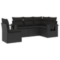 Miniatyrbillede 1 af 3: vidaXL sofasæt til haven 5 dele med hynder polyrattan sort