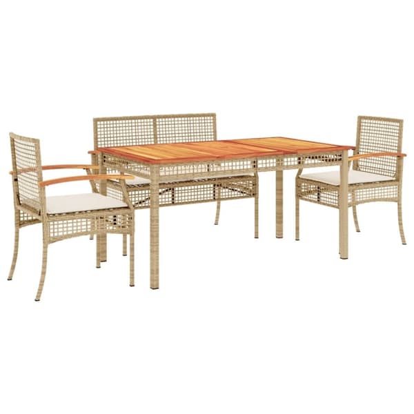 vidaXL Hagespisegruppe med puter 5 deler polyrotting beige