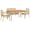 Miniatyrbilde 2 av 11: vidaXL Hagespisegruppe med puter 5 deler polyrotting beige