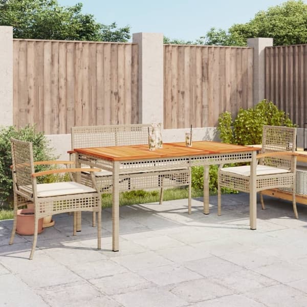 vidaXL Hagespisegruppe med puter 5 deler polyrotting beige