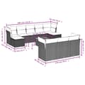 Miniatyrbillede 9 af 11: vidaXL sofasæt til haven 11 dele med hynder polyrattan sort