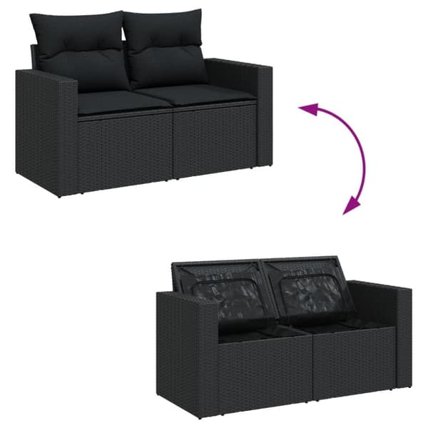 vidaXL sofasæt til haven 12 dele med hynder polyrattan sort