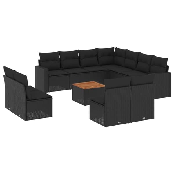 vidaXL sofasæt til haven 12 dele med hynder polyrattan sort