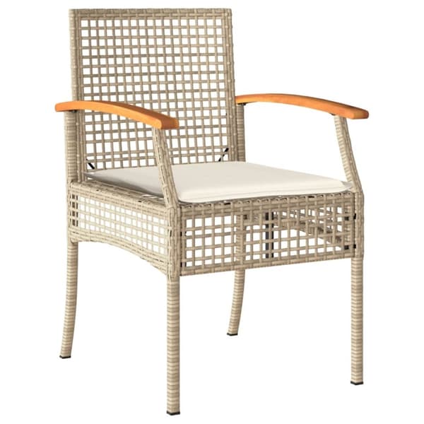 vidaXL Hagespisegruppe med puter 4 deler beige polyrotting