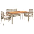 Miniatyrbilde 2 av 11: vidaXL Hagespisegruppe med puter 4 deler beige polyrotting