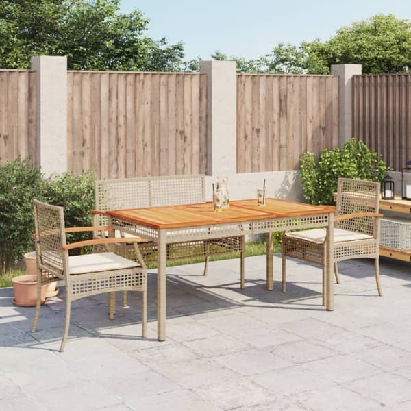 vidaXL Hagespisegruppe med puter 4 deler beige polyrotting