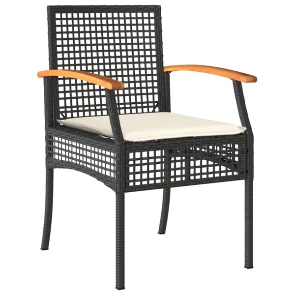 vidaXL spisebordssæt til haven 7 dele med hynder polyrattan sort