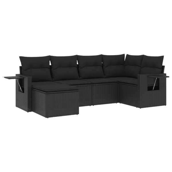 vidaXL sofasæt til haven 6 dele med hynder polyrattan sort