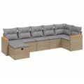 Miniatyrbillede 3 af 5: vidaXL havesofasæt 7 dele med hynder polyrattan beige