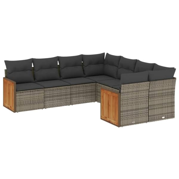 vidaXL sofasæt til haven 8 dele med hynder polyrattan grå