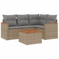 Miniatyrbillede 1 af 11: vidaXL havesofasæt 5 dele med hynder polyrattan beige