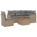 Miniatyrbillede 1 af 11: vidaXL havesofasæt 6 dele med hynder polyrattan beige