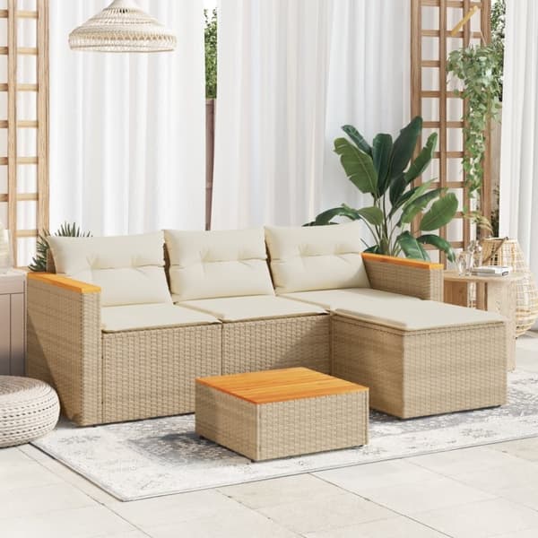 vidaXL sofasæt til haven 3 dele med hynder polyrattan beige