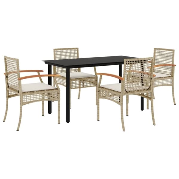 vidaXL Hagespisegruppe med puter 5 deler polyrotting beige