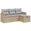 Miniatyrbillede 3 af 5: vidaXL sofasæt til haven 4 dele med hynder polyrattan beige