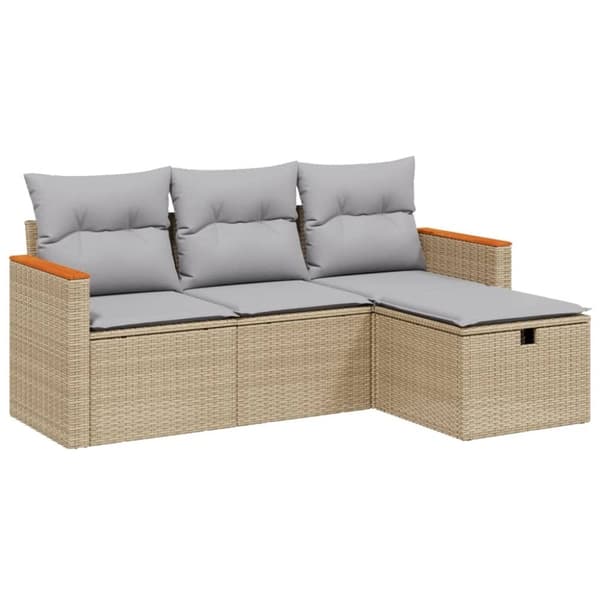 vidaXL sofasæt til haven 4 dele med hynder polyrattan beige