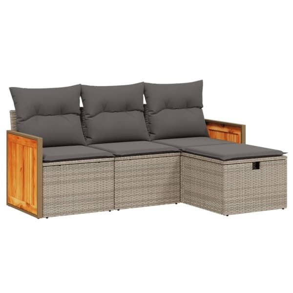 vidaXL sofasæt til haven 4 dele med hynder polyrattan grå