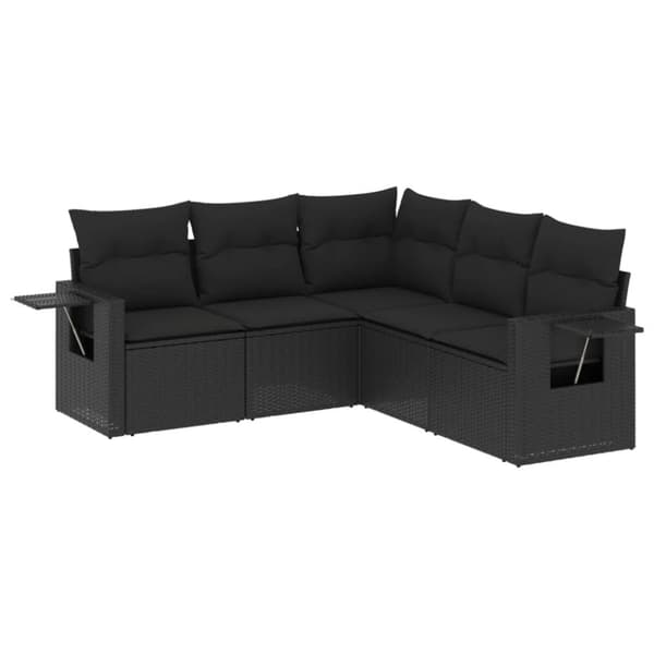 vidaXL sofasæt til haven 5 dele med hynder polyrattan sort