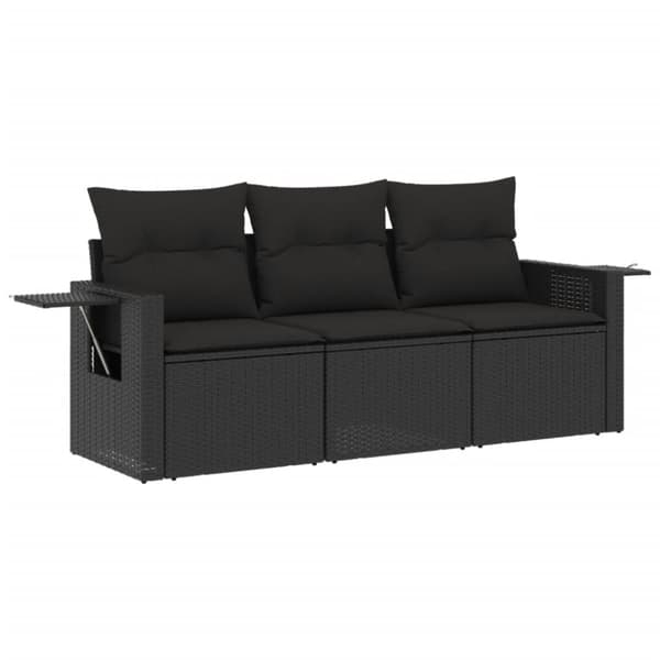 vidaXL sofasæt til haven 3 dele med hynder polyrattan sort