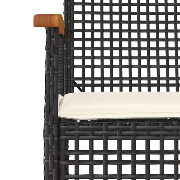 vidaXL spisebordssæt til haven 7 dele med hynder polyrattan sort