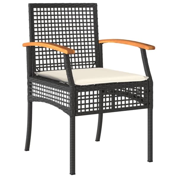 vidaXL spisebordssæt til haven 7 dele med hynder polyrattan sort