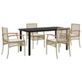 Miniatyrbilde 2 av 10: vidaXL Hagespisegruppe med puter 5 deler polyrotting beige