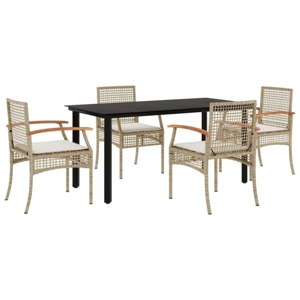 vidaXL Hagespisegruppe med puter 5 deler polyrotting beige
