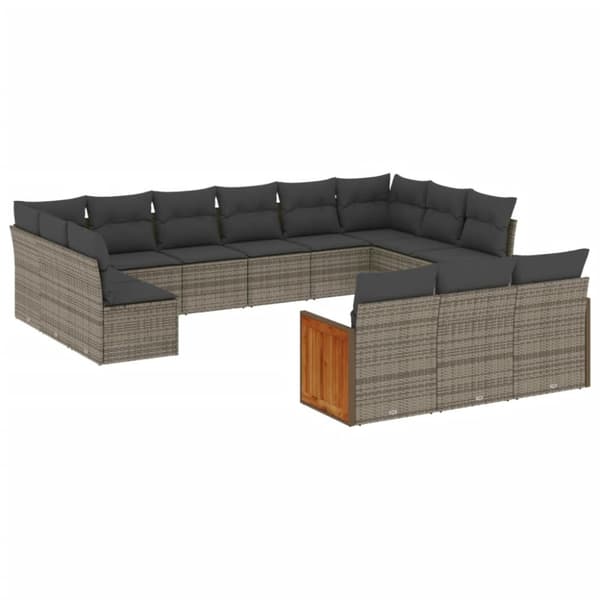 vidaXL sofasæt til haven 13 dele med hynder polyrattan grå