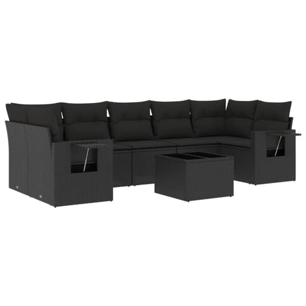 vidaXL sofasæt til haven 8 dele med hynder polyrattan sort