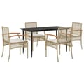 Miniatyrbilde 2 av 10: vidaXL Hagespisegruppe med puter 5 deler polyrotting beige