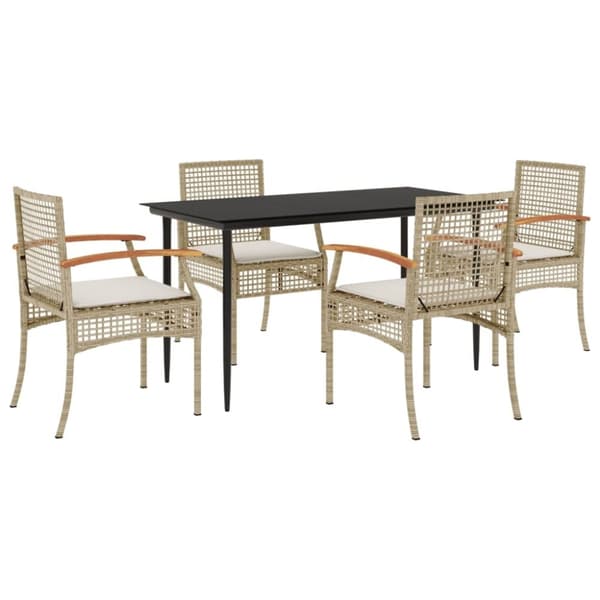 vidaXL Hagespisegruppe med puter 5 deler polyrotting beige