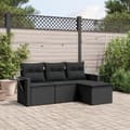 Miniatyrbillede 11 af 11: vidaXL sofasæt til haven 4 dele med hynder polyrattan sort