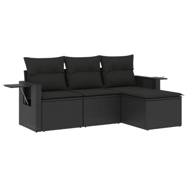 vidaXL sofasæt til haven 4 dele med hynder polyrattan sort