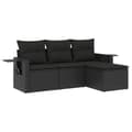 Miniatyrbillede 1 af 11: vidaXL sofasæt til haven 4 dele med hynder polyrattan sort