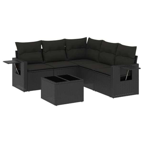 vidaXL sofasæt til haven 6 dele med hynder polyrattan sort