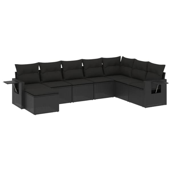 vidaXL sofasæt til haven 8 dele med hynder polyrattan sort
