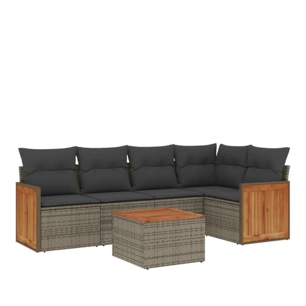 vidaXL sofasæt til haven 6 dele med hynder polyrattan grå