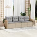 Miniatyrbillede 9 af 9: vidaXL sofasæt til haven 4 dele med hynder polyrattan beige