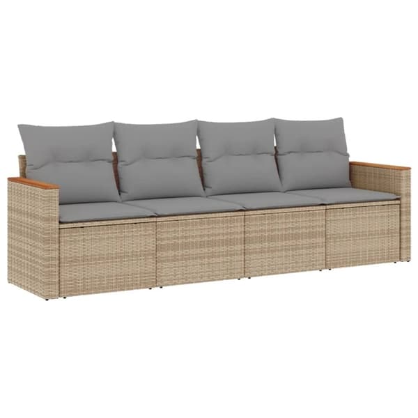vidaXL sofasæt til haven 4 dele med hynder polyrattan beige