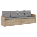 Miniatyrbillede 1 af 9: vidaXL sofasæt til haven 4 dele med hynder polyrattan beige