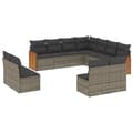 Miniatyrbillede 1 af 11: vidaXL loungesæt til haven 11 dele med hynder polyrattan grå
