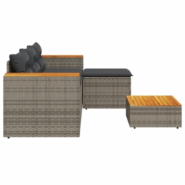vidaXL havesofasæt 3 dele med hynder polyrattan grå