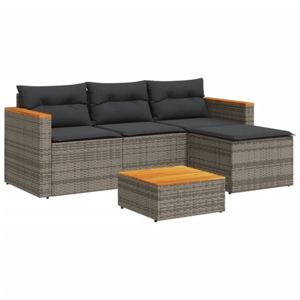 vidaXL havesofasæt 3 dele med hynder polyrattan grå