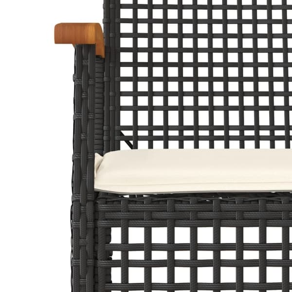 vidaXL spisebordssæt til haven 7 dele med hynder polyrattan sort