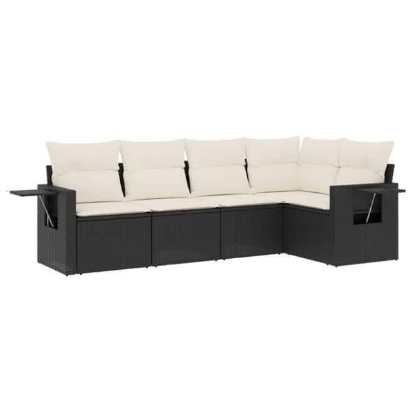 vidaXL sofasæt til haven 5 dele med hynder polyrattan sort