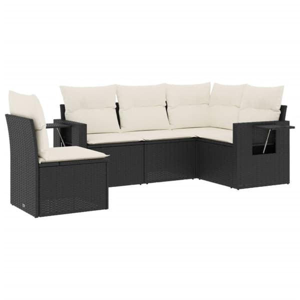 vidaXL sofasæt til haven 5 dele med hynder polyrattan sort