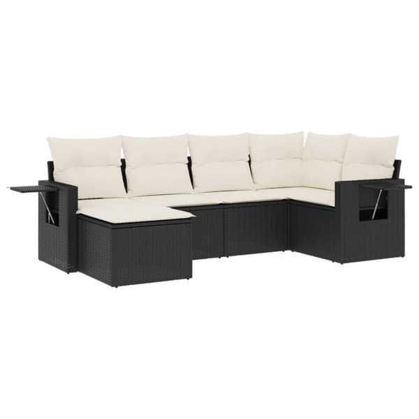 vidaXL sofasæt til haven 6 dele med hynder polyrattan sort