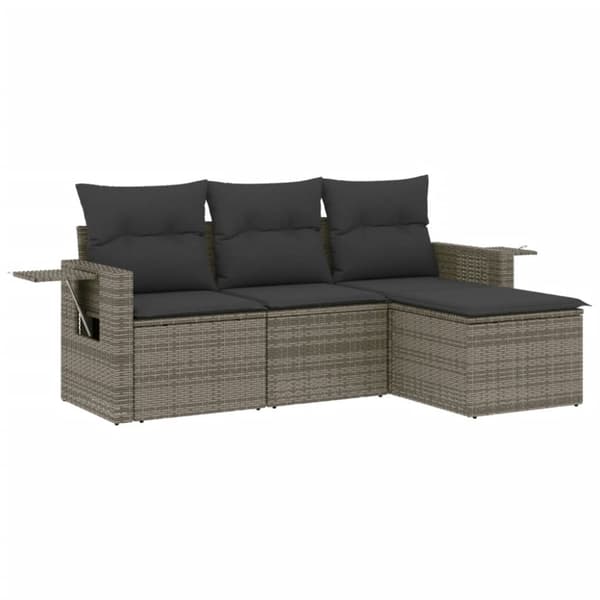 vidaXL sofasæt til haven 4 dele med hynder polyrattan grå