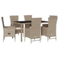 Miniatyrbillede 1 af 6: vidaXL spisebordssæt til haven 7 dele med hynder polyrattan beige