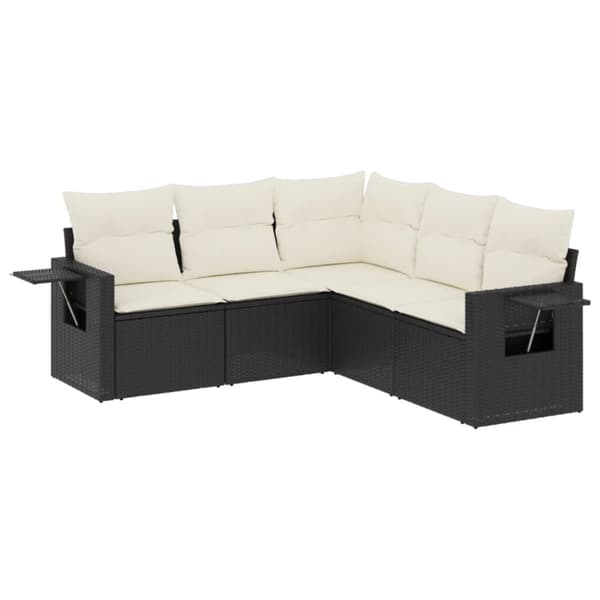 vidaXL sofasæt til haven 5 dele med hynder polyrattan sort